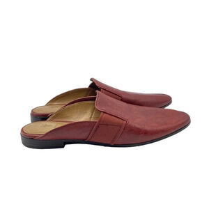FRYE Women's Terri Gore Red Clay Leather Mules Size 6 Autumn Chic Almond Toe